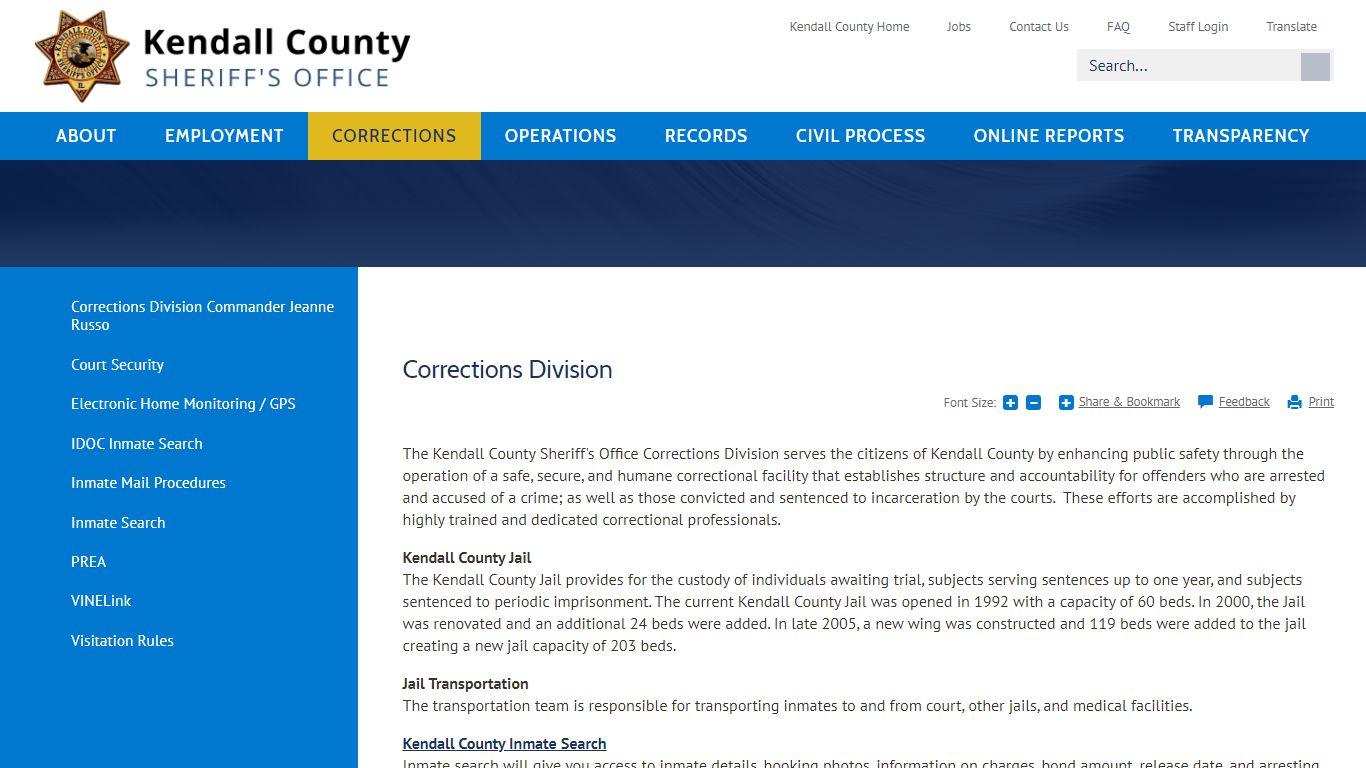 Corrections Division | Kendall County, IL