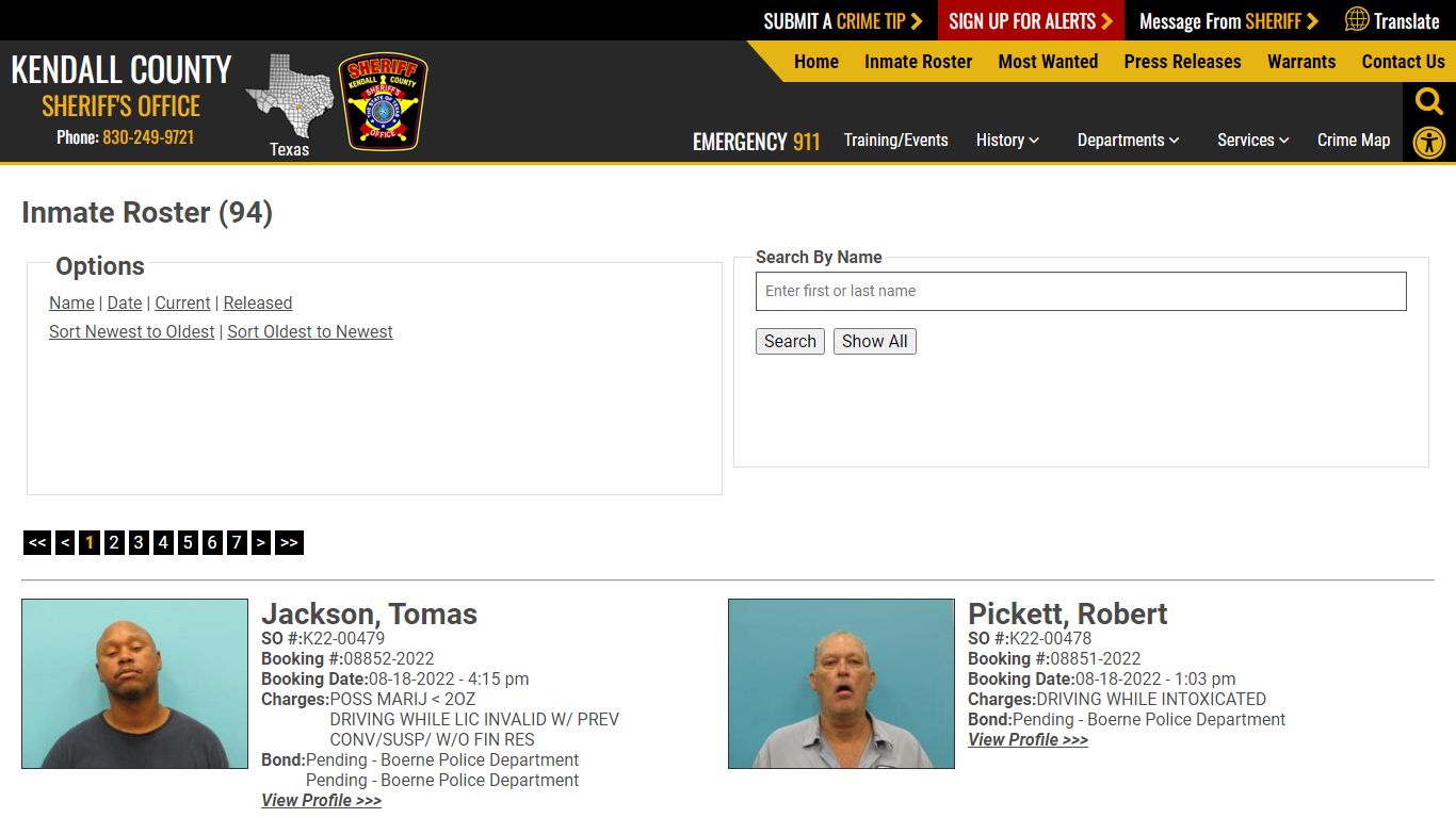 Inmate Roster (98) - Kendall County Sheriff