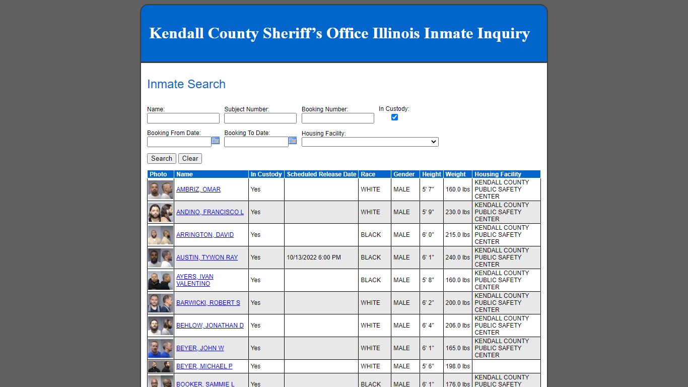 Inmate Search